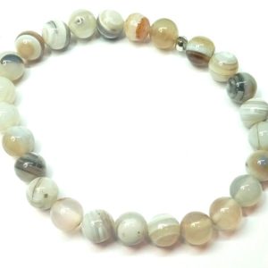 bracelet homme agate blanc